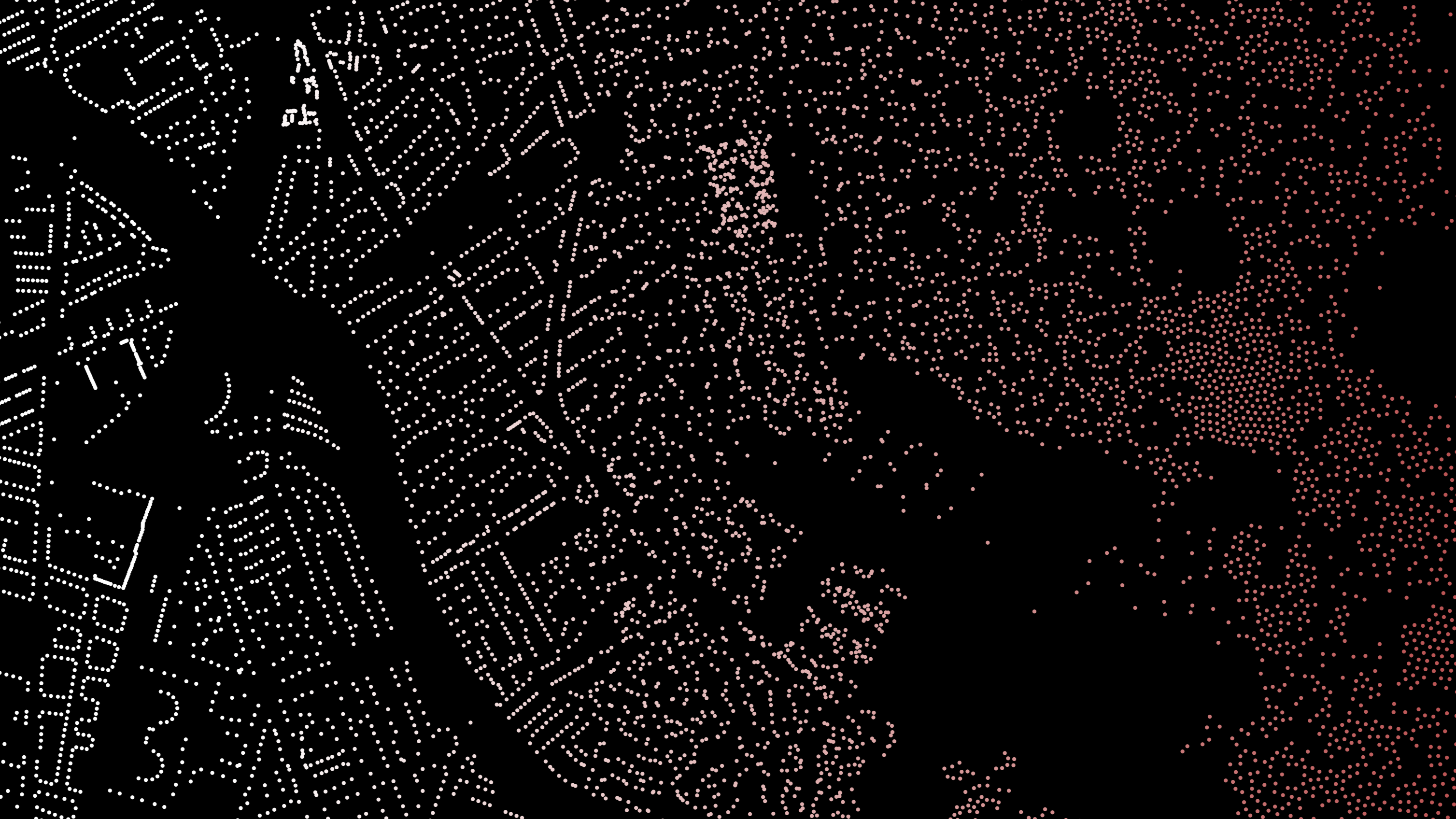 Illustration using  addresses of a Danish city as data points, revelaing the outline of the town.