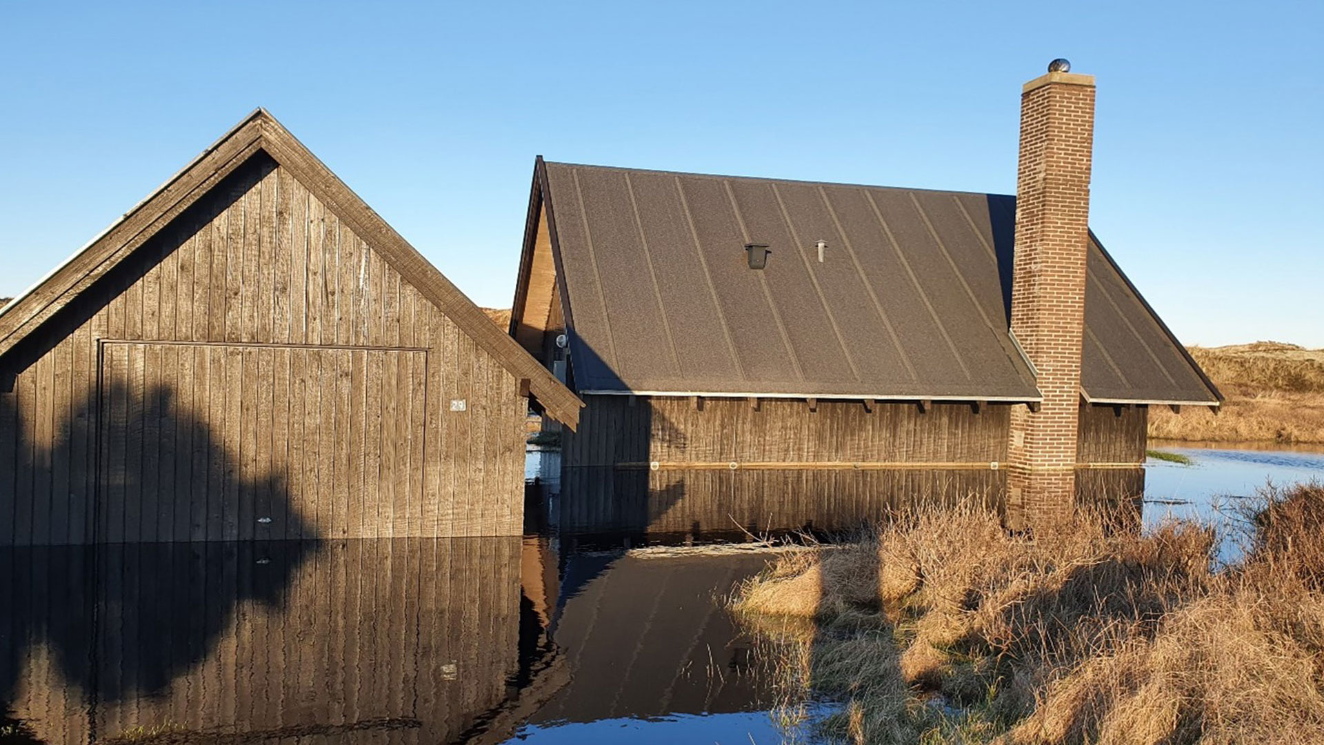 Oversvømmet sommerhus. Foto: Jammerbugt Kommune