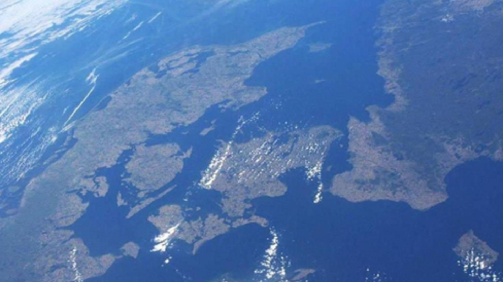 Danmark set fra Den Internationale Rumstation, ISS. Foto: ESA/A. Mogensen