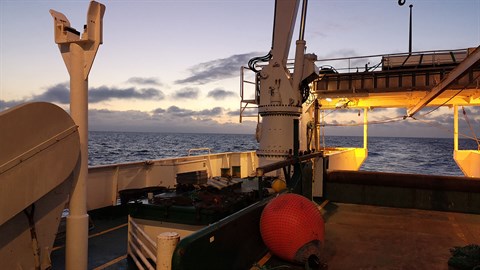 View over the ocean from on board DTU's ocean going research vessel Dana