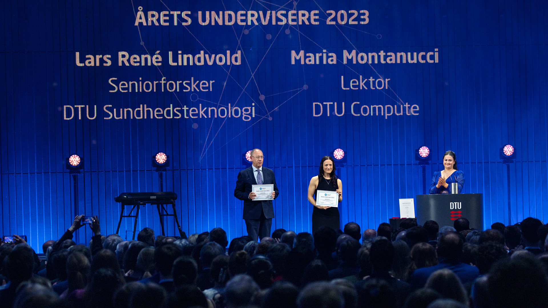 Every year, the DTU students nominate the lecturers of the year. This year the honor went to Maria Montanucci, associate professor at DTU Compute, and Lars René Lindvold, senior researcher at DTU Health Technology. ©Mikal Schlosser Every year, the DTU students nominate the lecturers of the year. This year the honor went to Maria Montanucci, associate professor at DTU Compute, and Lars René Lindvold, senior researcher at DTU Health Technology.