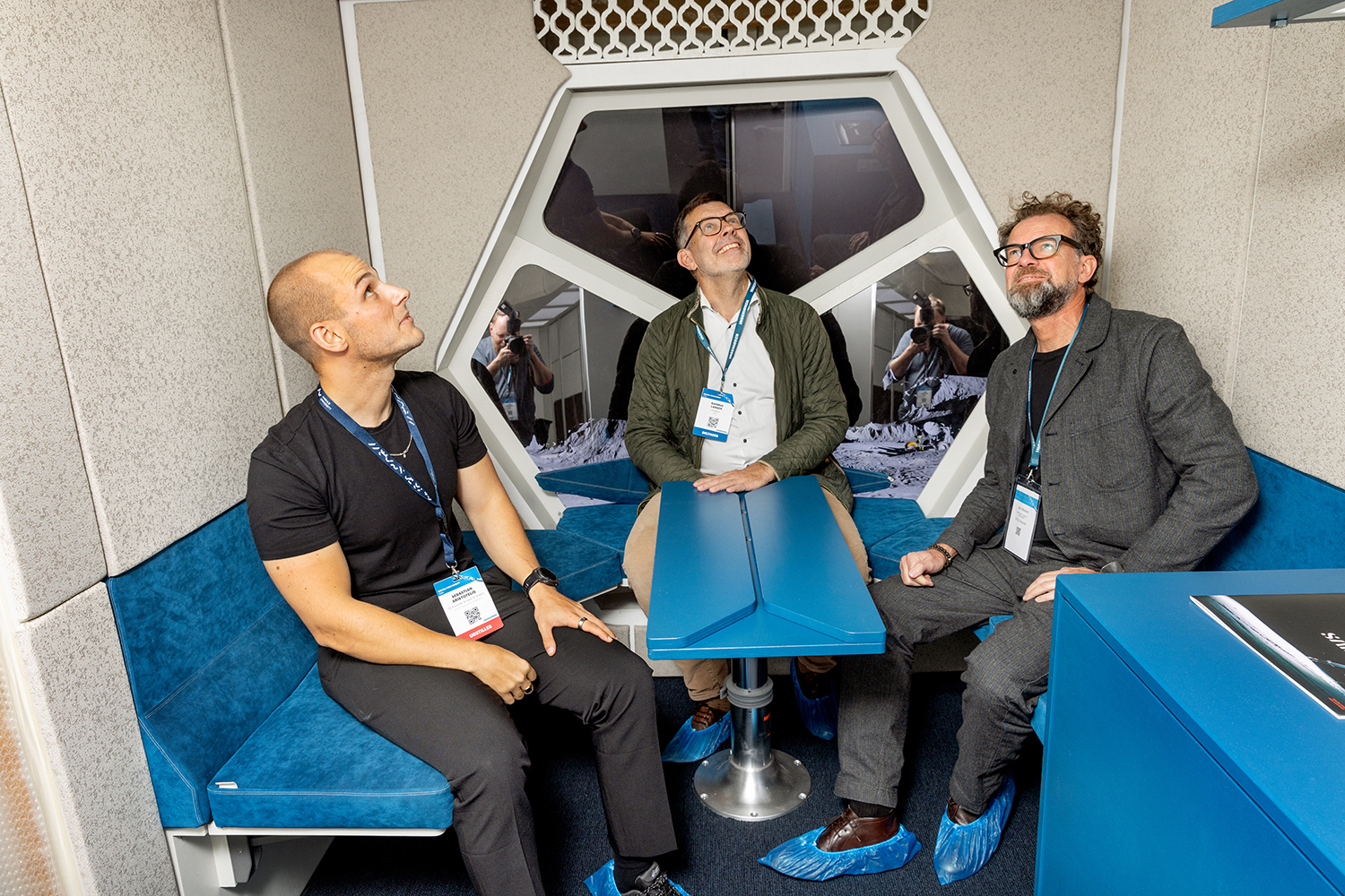 DTU and SAGA Space Architects want to collaborate on research projects conducted on or in connection with the underwater habitat. At the Digital Tech Summit, Co-Founder and Lead Architect Sebastian Aristotelis gave a presentation to, among others, DTU's Provost and Executive Vice President Rasmus Larsen, and Head of Department at DTU Compute Jan Madsen. Photo: Mikal Schlosser